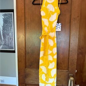 Yellow and White Halter Knit Dress XXS